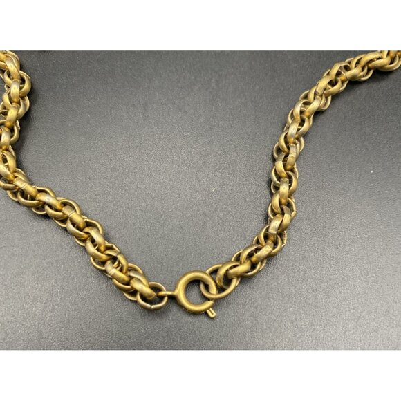 Vintage Ethiopian Coptic Cross Pendant Necklace Reversible Gold Tone 24" - Picture 3 of 9